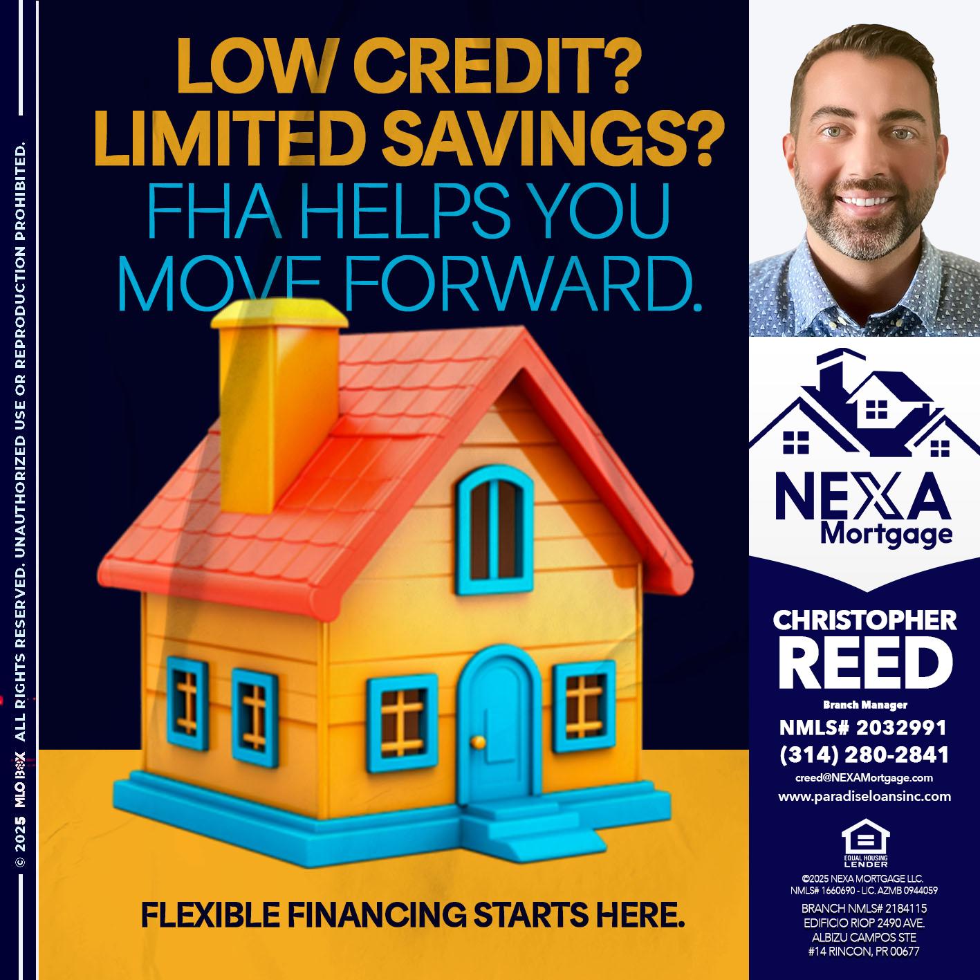 LOW CREDIT? - Christopher Reed -Branch Manager