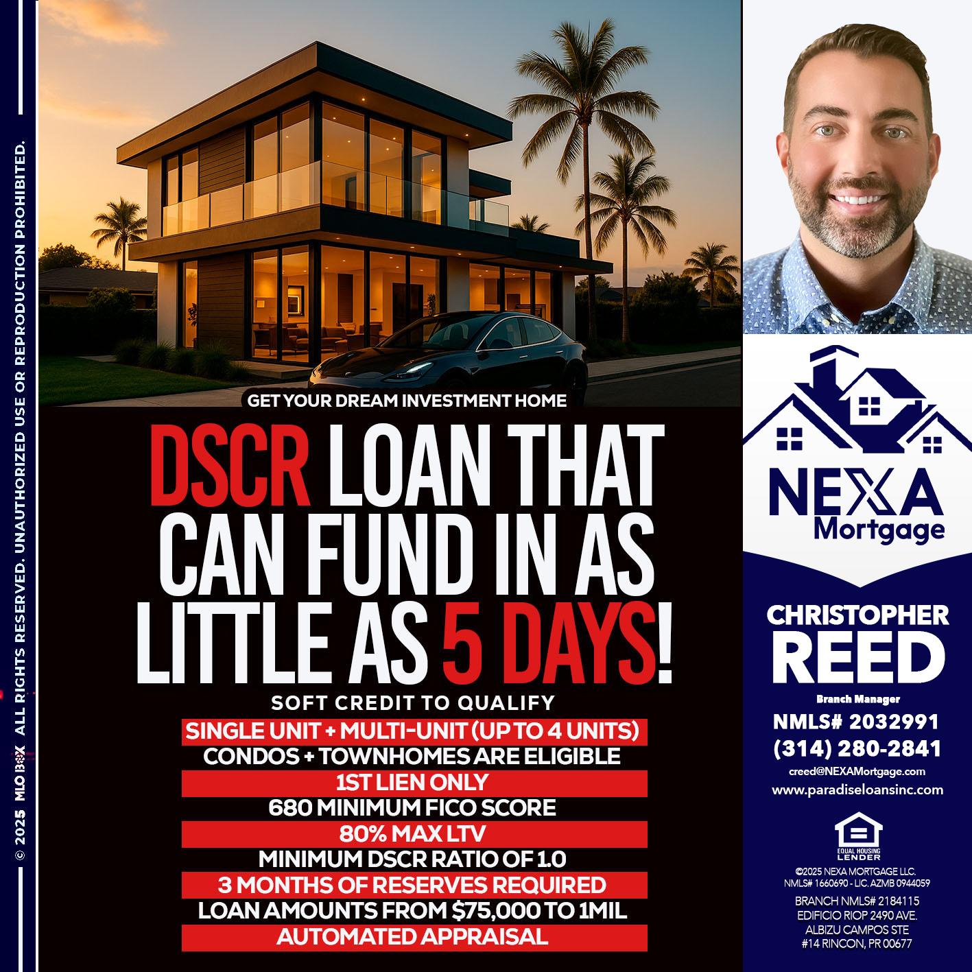 DSCR LOAN - Christopher Reed -Branch Manager