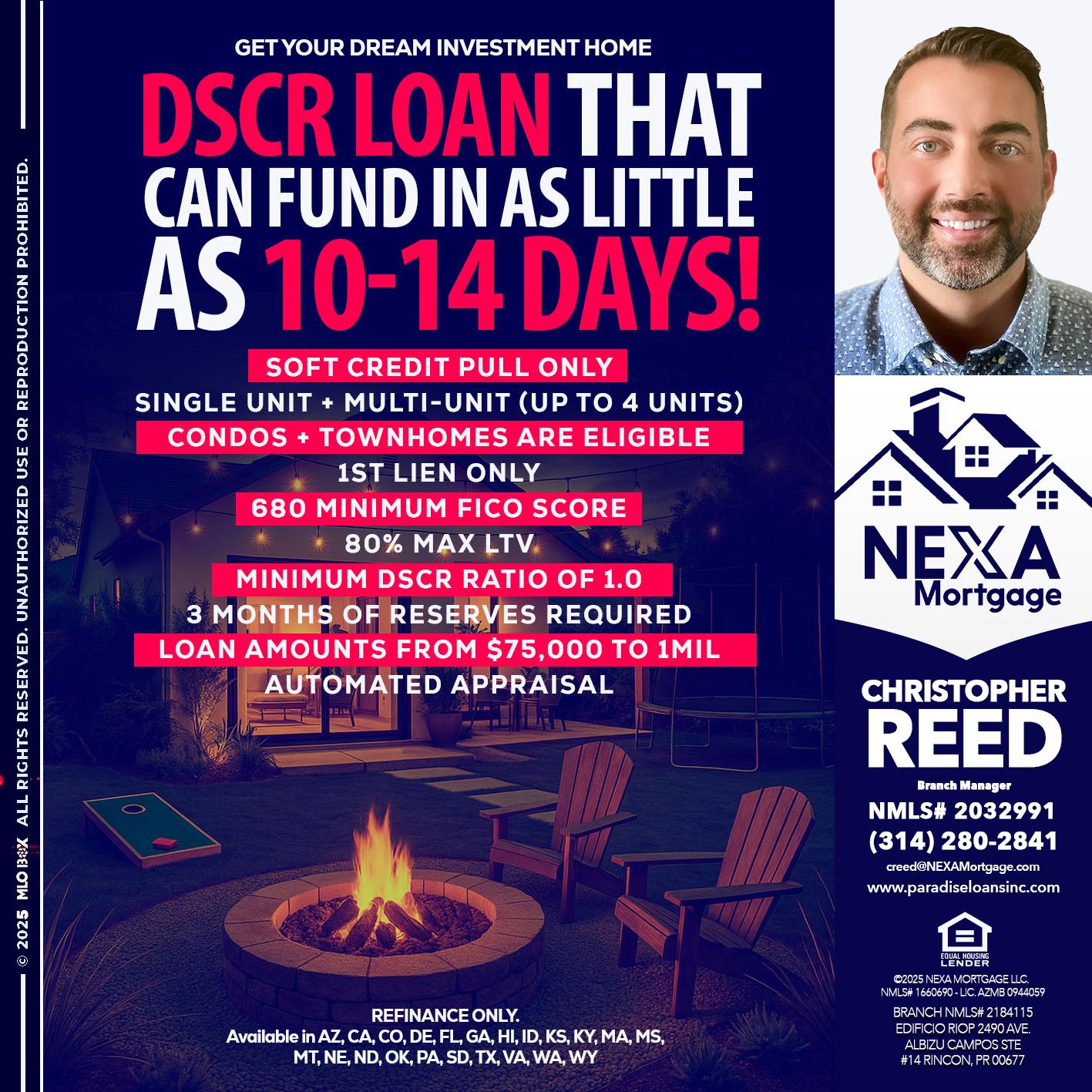 DSCR LOAN - Christopher Reed -Branch Manager
