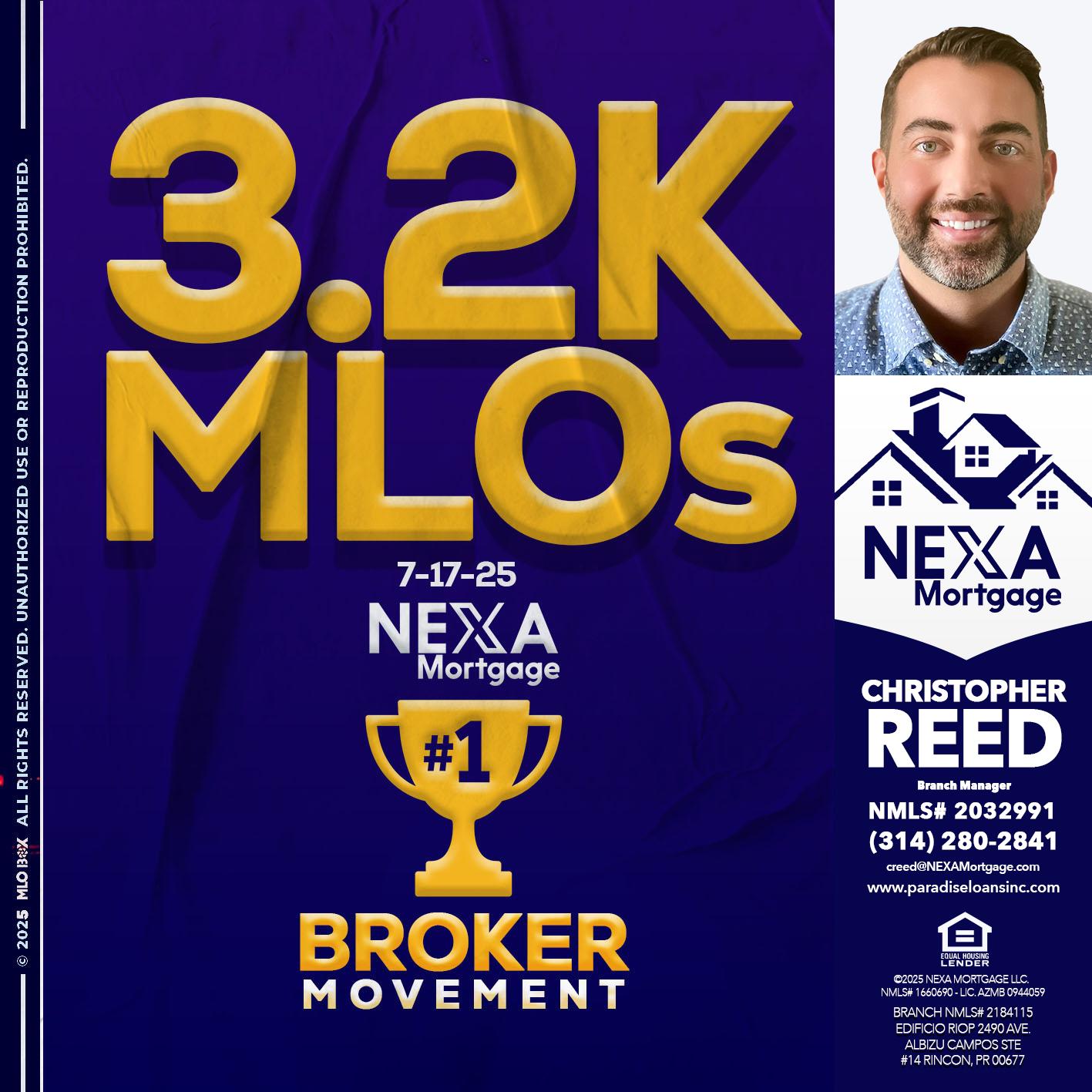 3.2K MLOs - Christopher Reed -Branch Manager