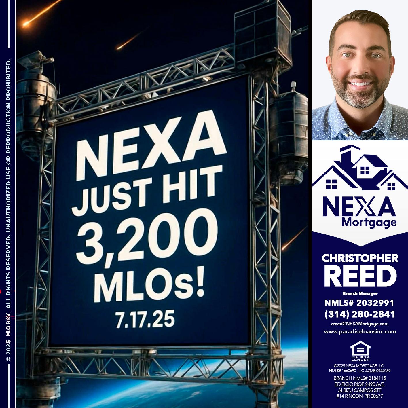 NEXA JUST HIT 3,200 - Christopher Reed -Branch Manager