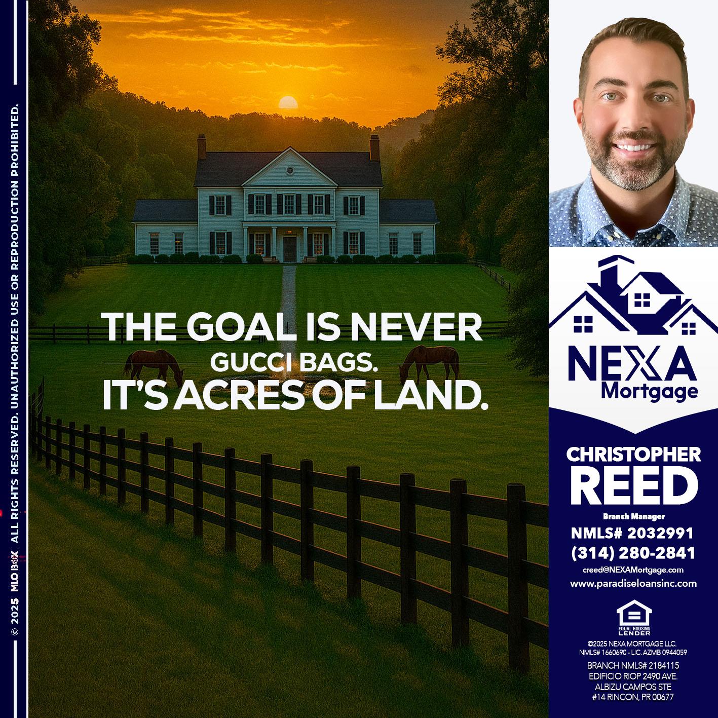 THE GOAL IS NEVER - Christopher Reed -Branch Manager