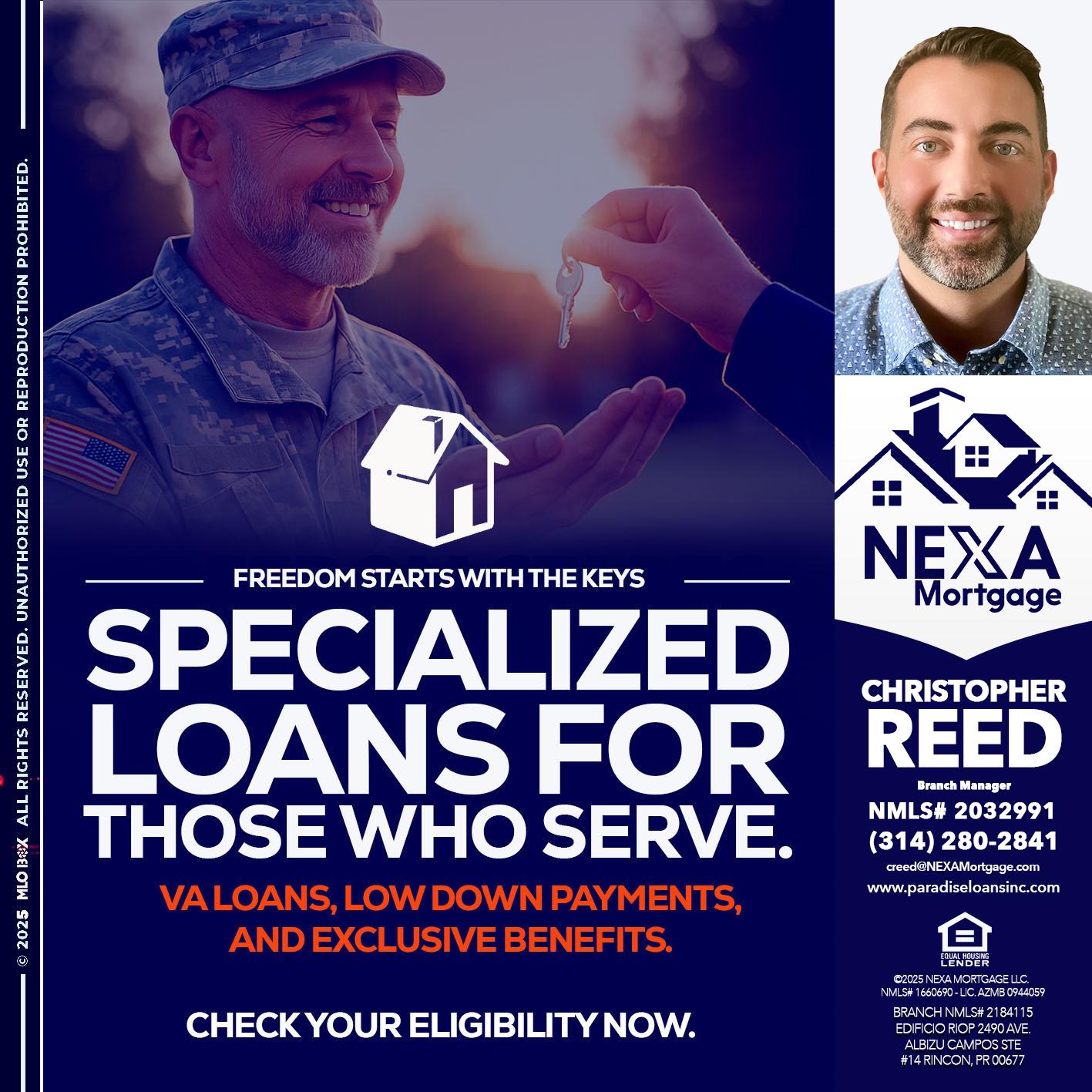 SPECIALIZED LOANS - Christopher Reed -Branch Manager