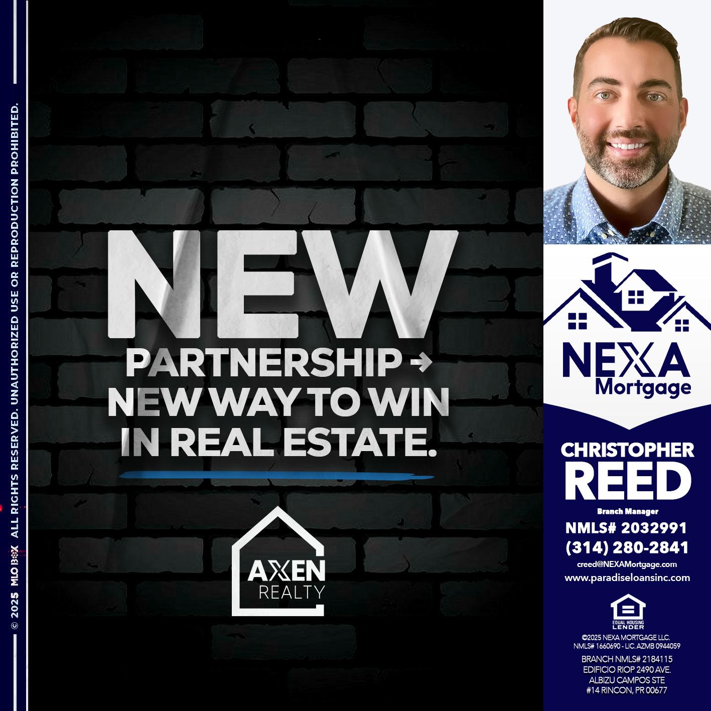 new partnership - Christopher Reed -Branch Manager
