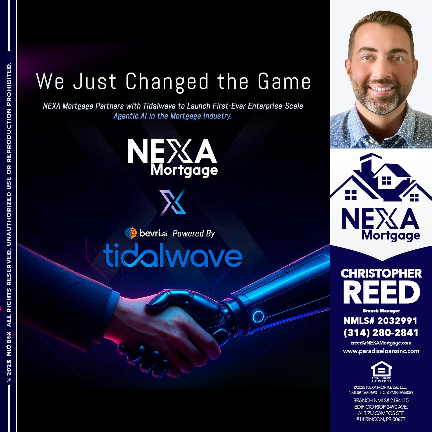we just change - Christopher Reed -Branch Manager