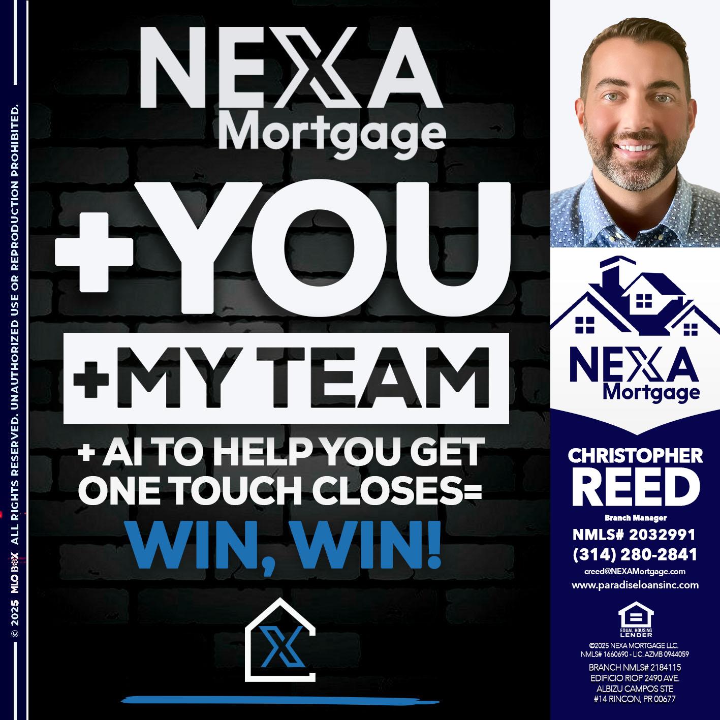 NEXA + YOU + MY TEAM - Christopher Reed -Branch Manager