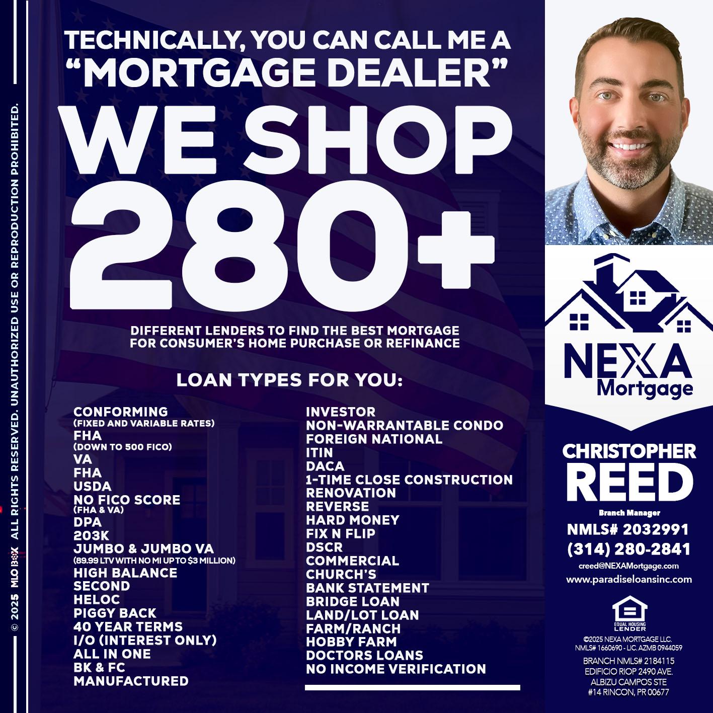 WE SHOP 280 + - Christopher Reed -Branch Manager