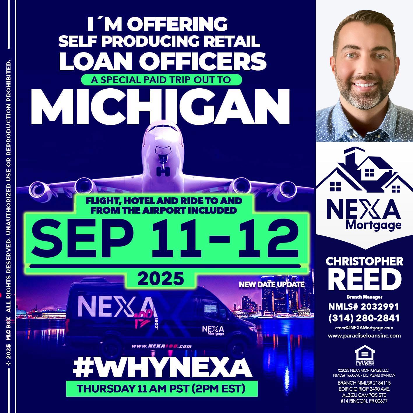 michigan sep 11-12 - Christopher Reed -Branch Manager