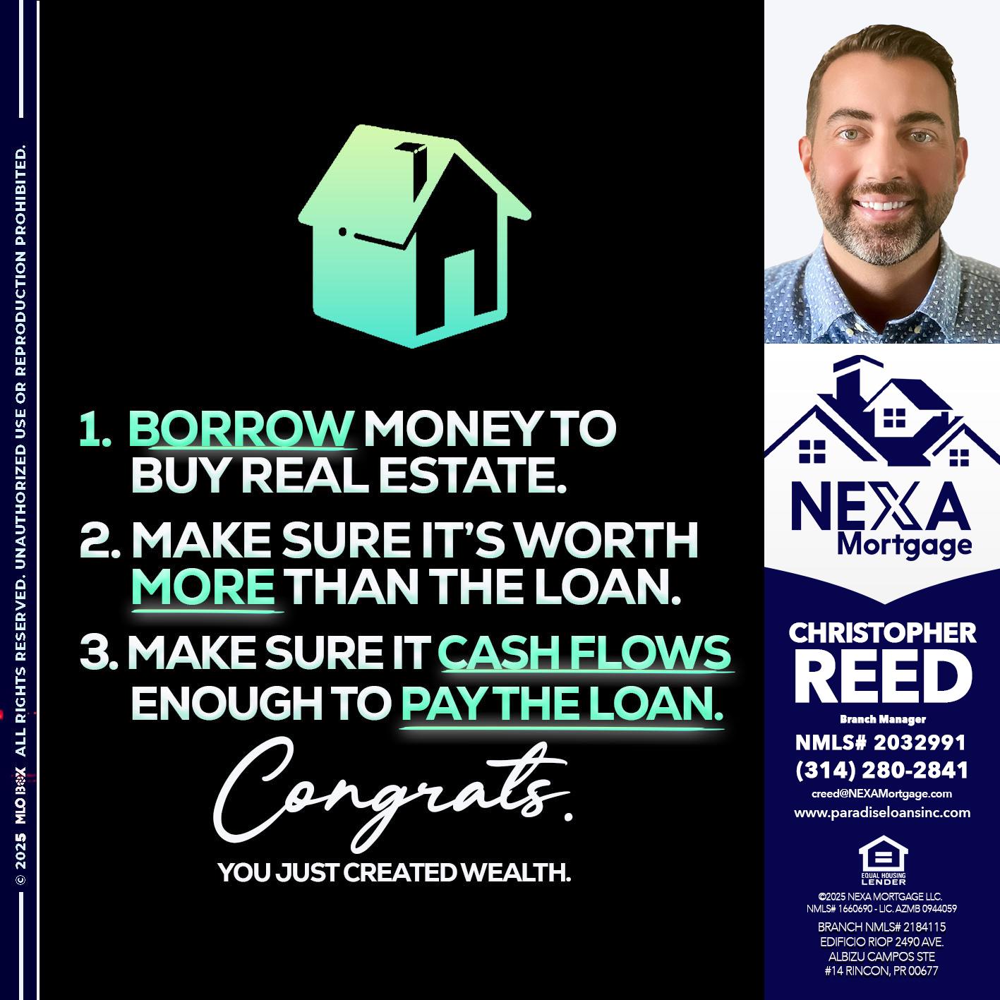 BORROW MONEY - Christopher Reed -Branch Manager