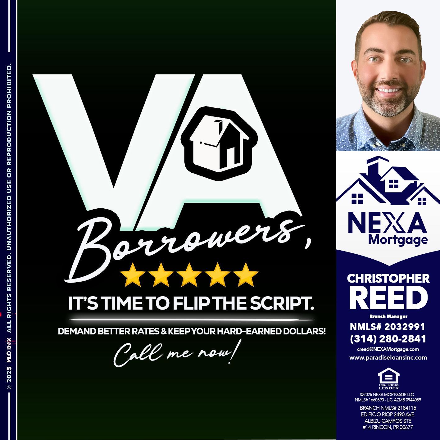 VA BORROWERS - Christopher Reed -Branch Manager