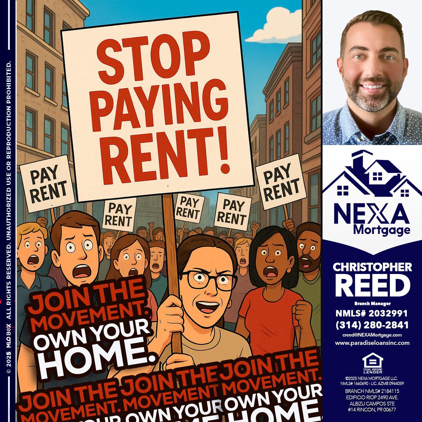 stop paying rent - Christopher Reed -Branch Manager