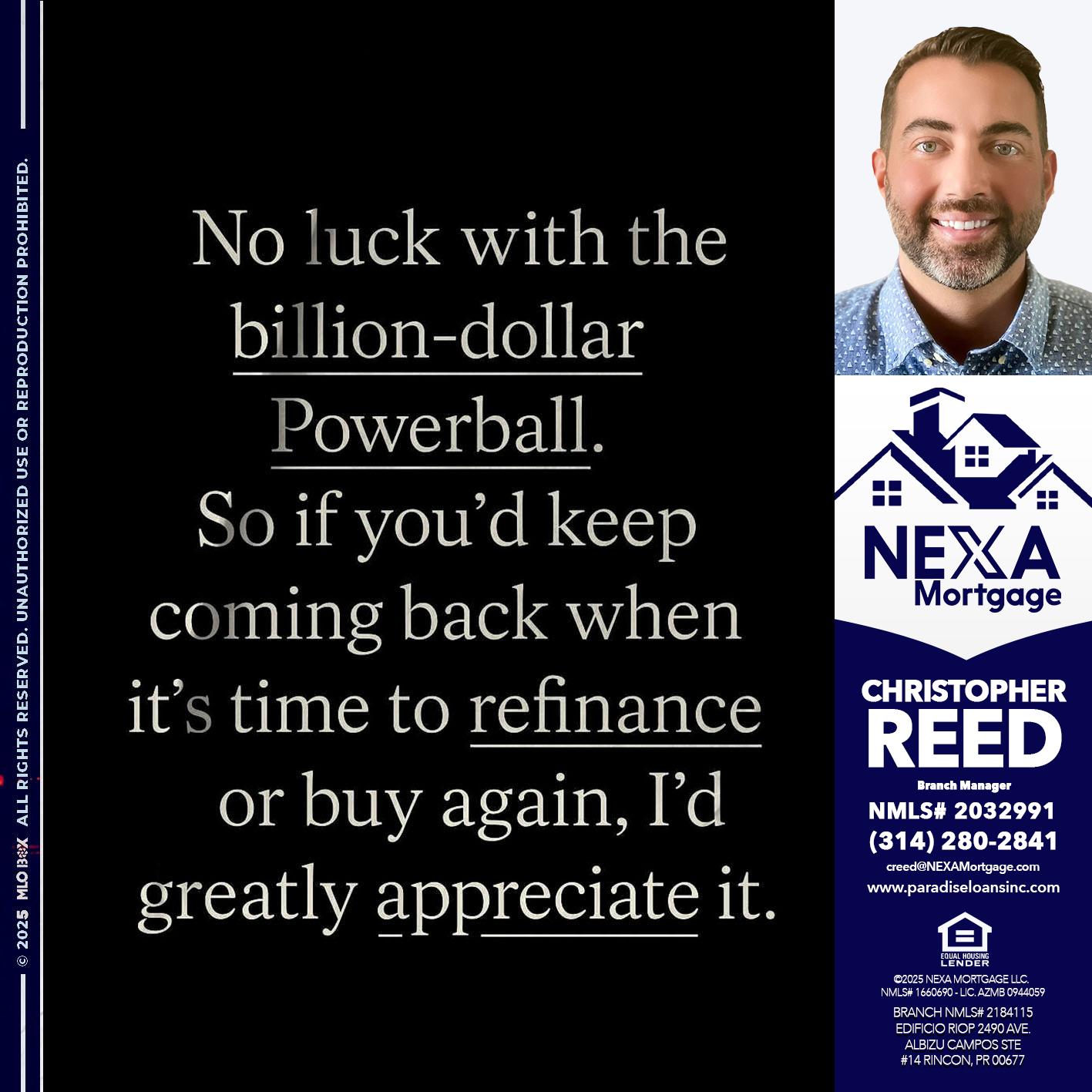 NO LUCK WITH - Christopher Reed -Branch Manager