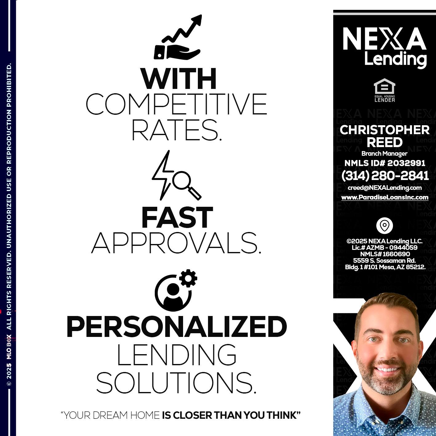 WITH COMPETITIVES RATES - Christopher Reed -Branch Manager