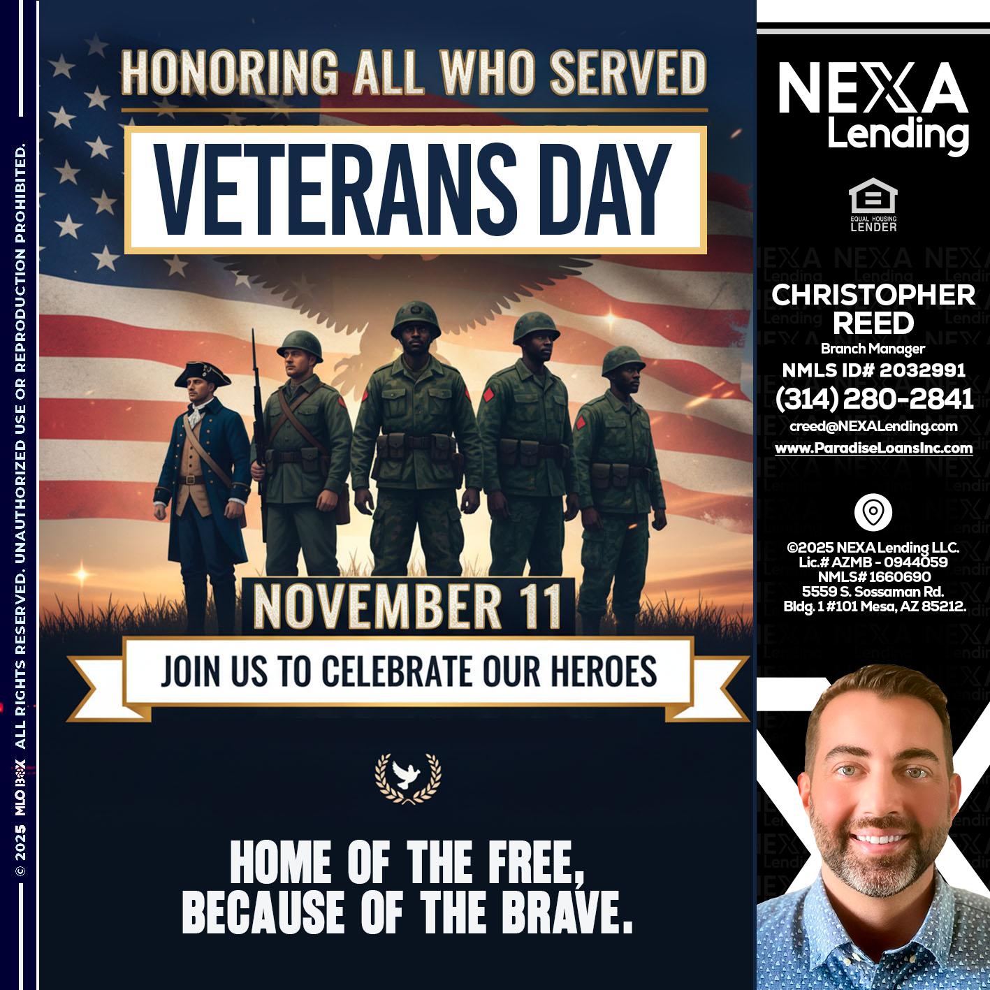VETERANS DAY - Christopher Reed -Branch Manager