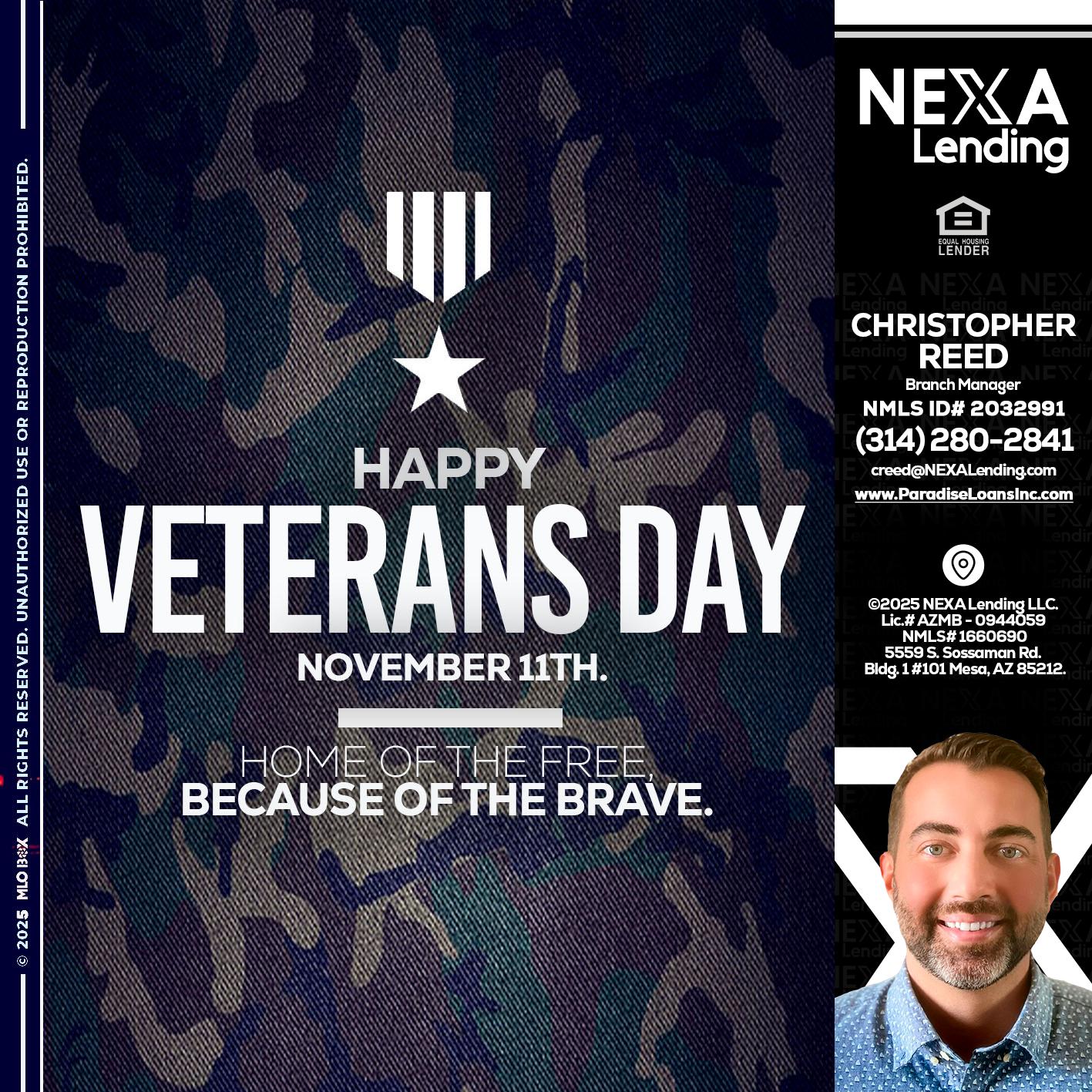 VETERANS DAY - Christopher Reed -Branch Manager