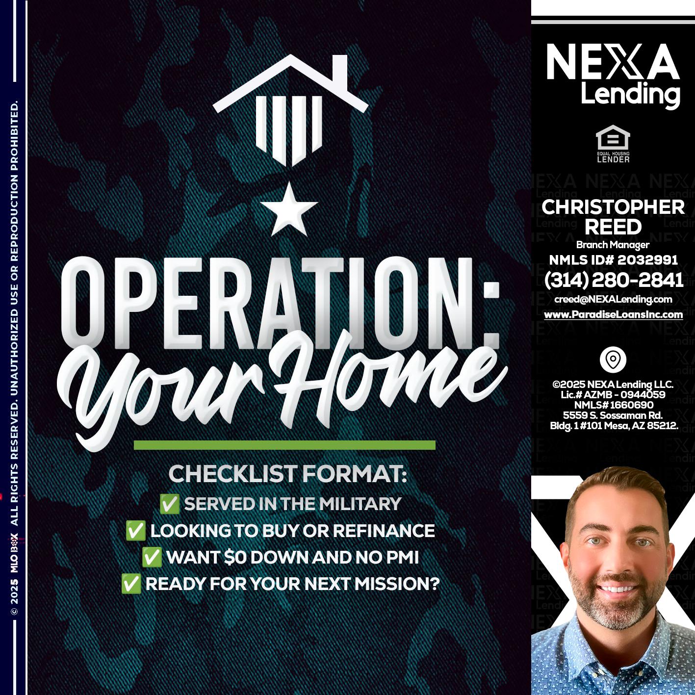 OPERATION YOUR HOME - Christopher Reed -Branch Manager