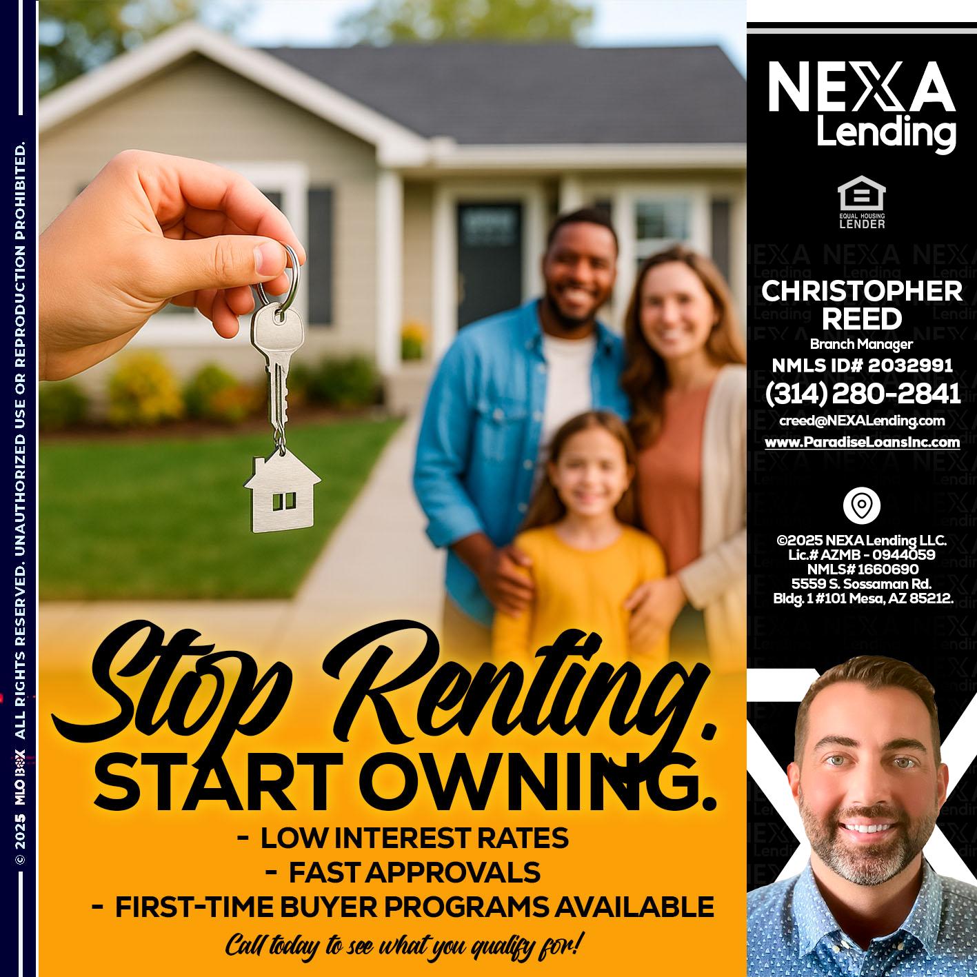 STOP RENTING - Christopher Reed -Branch Manager