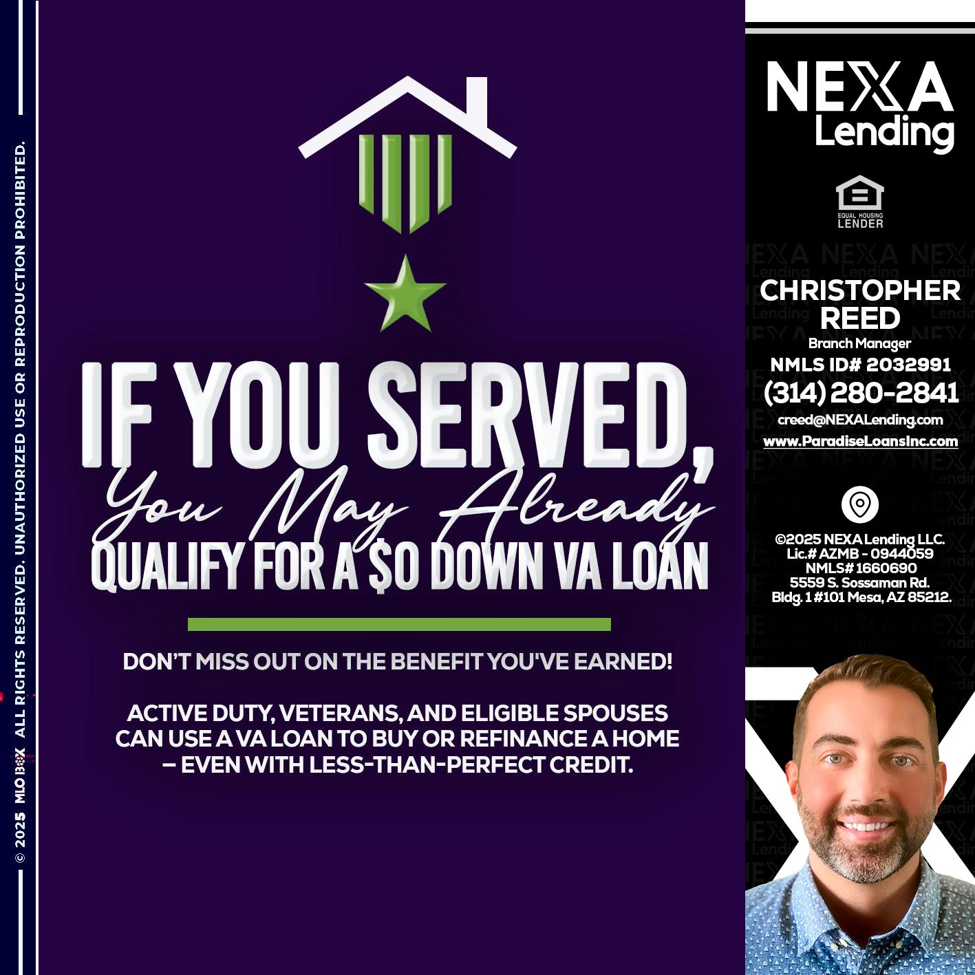 IF YOU SERVED - Christopher Reed -Branch Manager