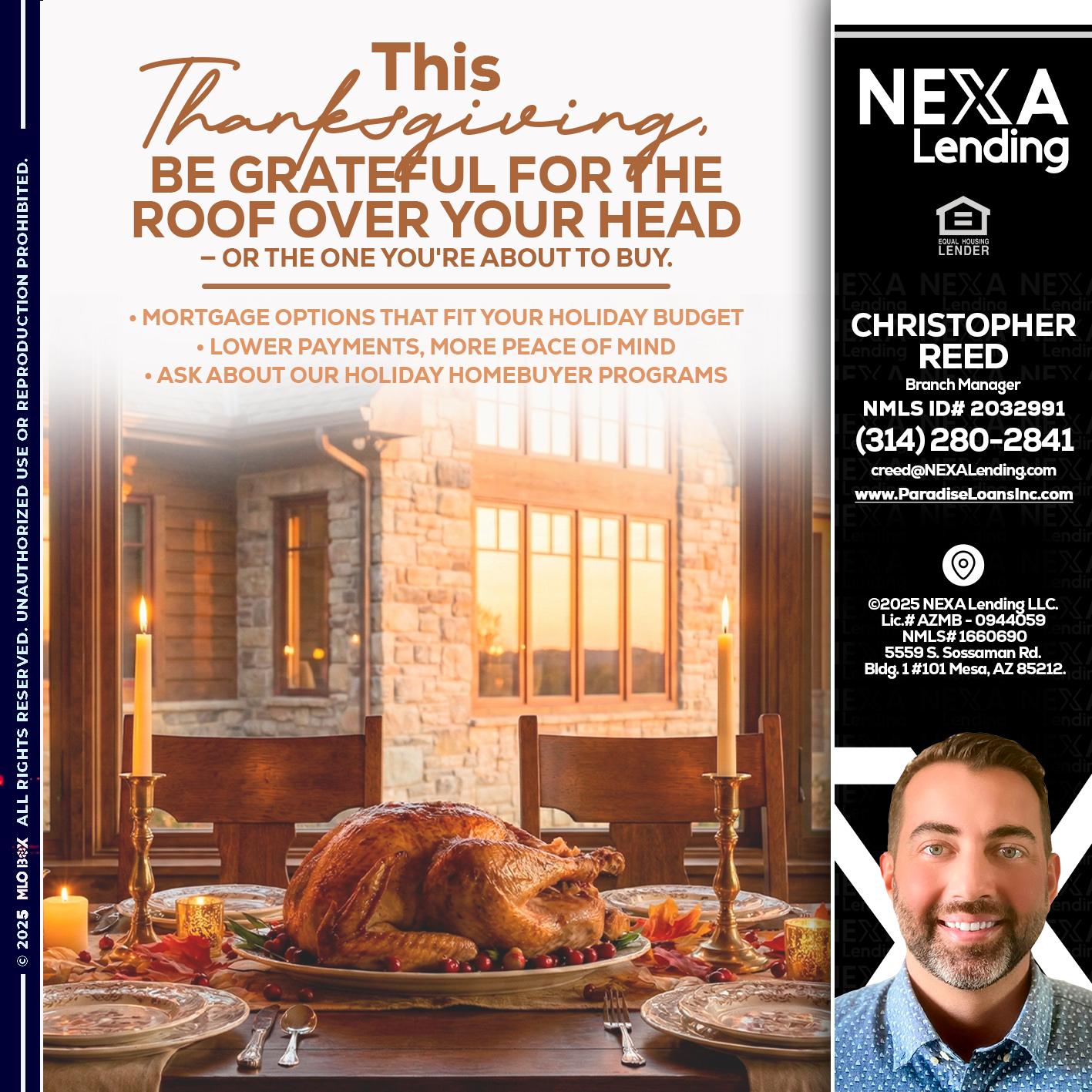 THIS THANKSGIVING - Christopher Reed -Branch Manager