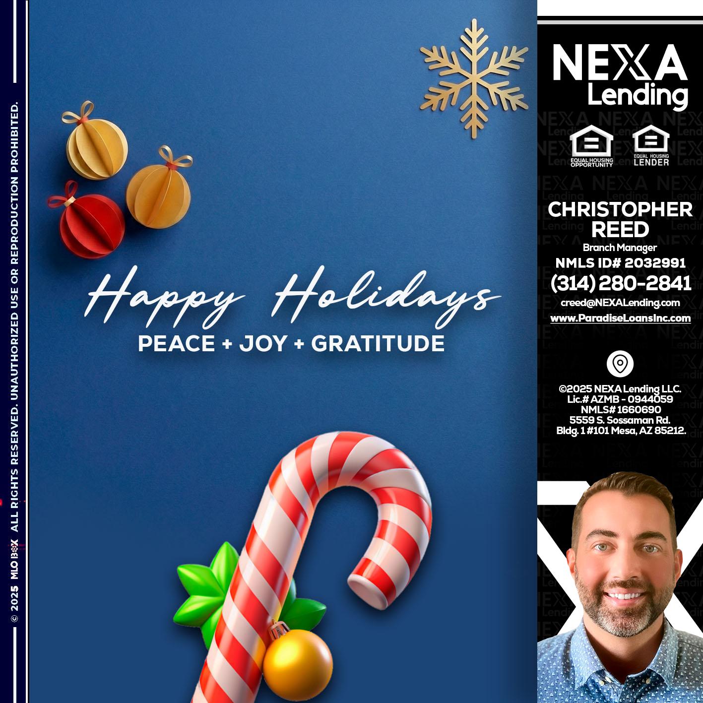 HAPPY HOLIDAYS - Christopher Reed -Branch Manager