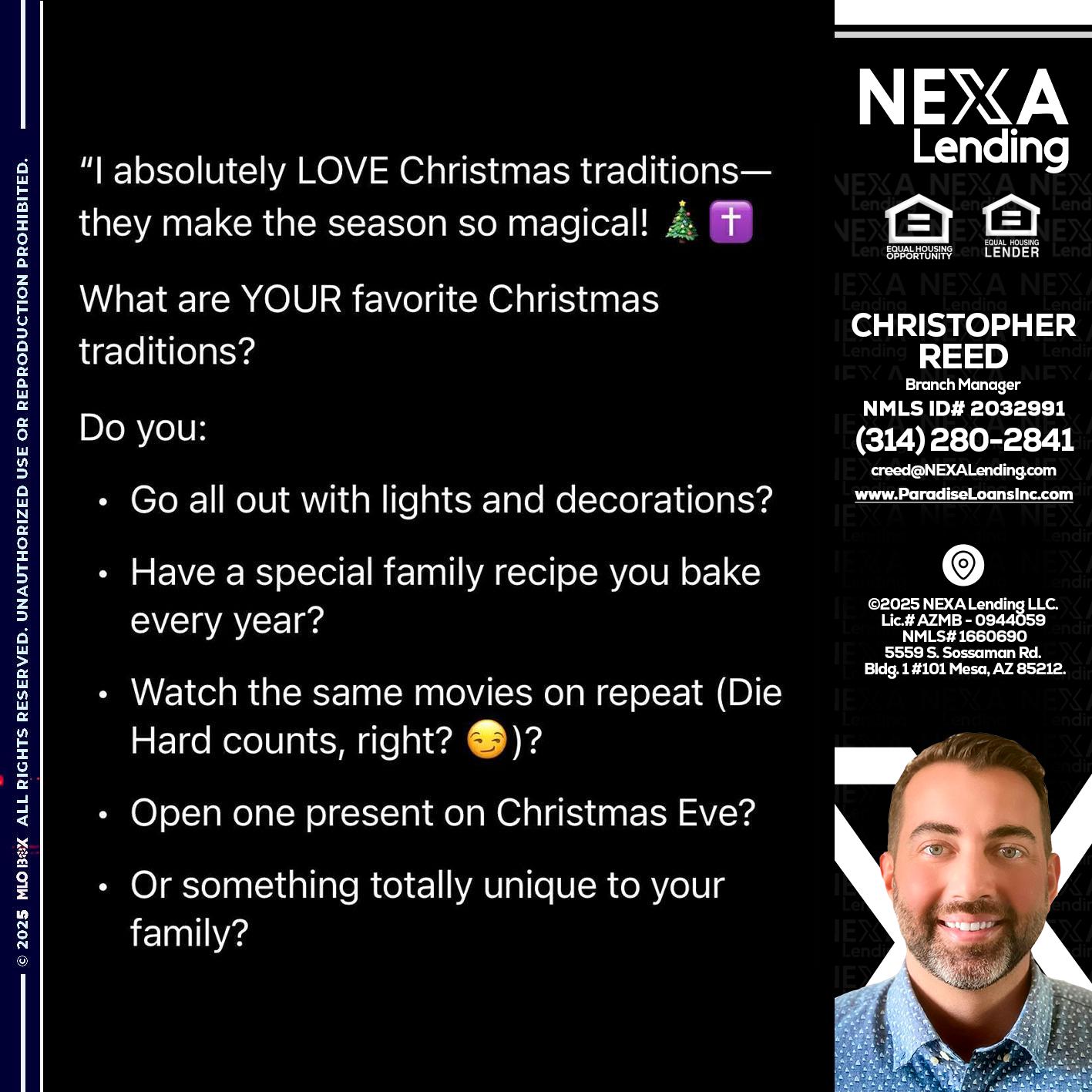 I love christmas - Christopher Reed -Branch Manager