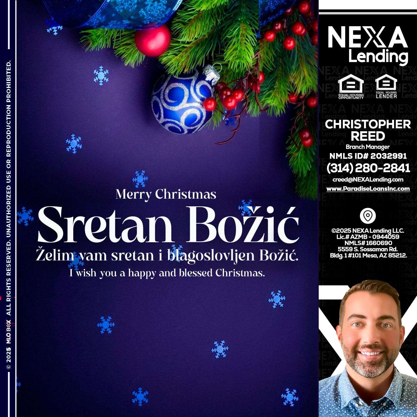 Sretan Božić - Christopher Reed -Branch Manager