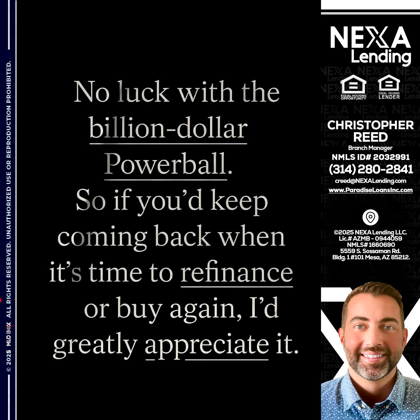 NO LUCK WITH - Christopher Reed -Branch Manager