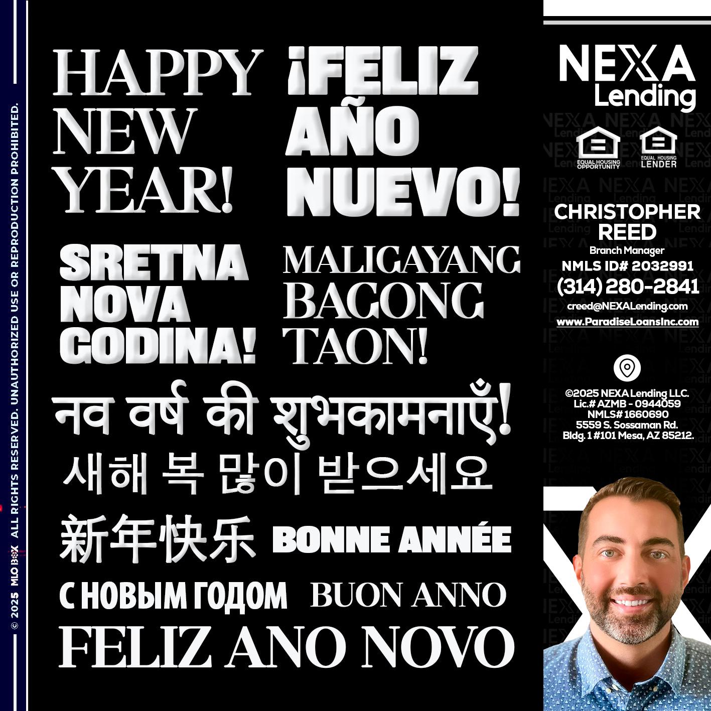 HAPPY NEW YEAR - Christopher Reed -Branch Manager