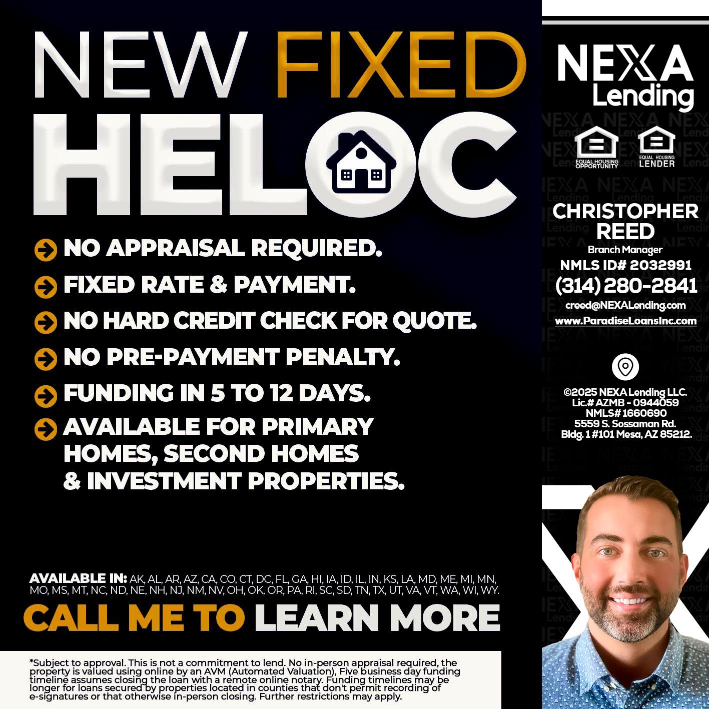 HELOC - Christopher Reed -Branch Manager