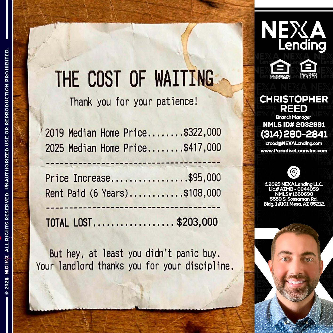 THE COST OF WAITING - Christopher Reed -Branch Manager