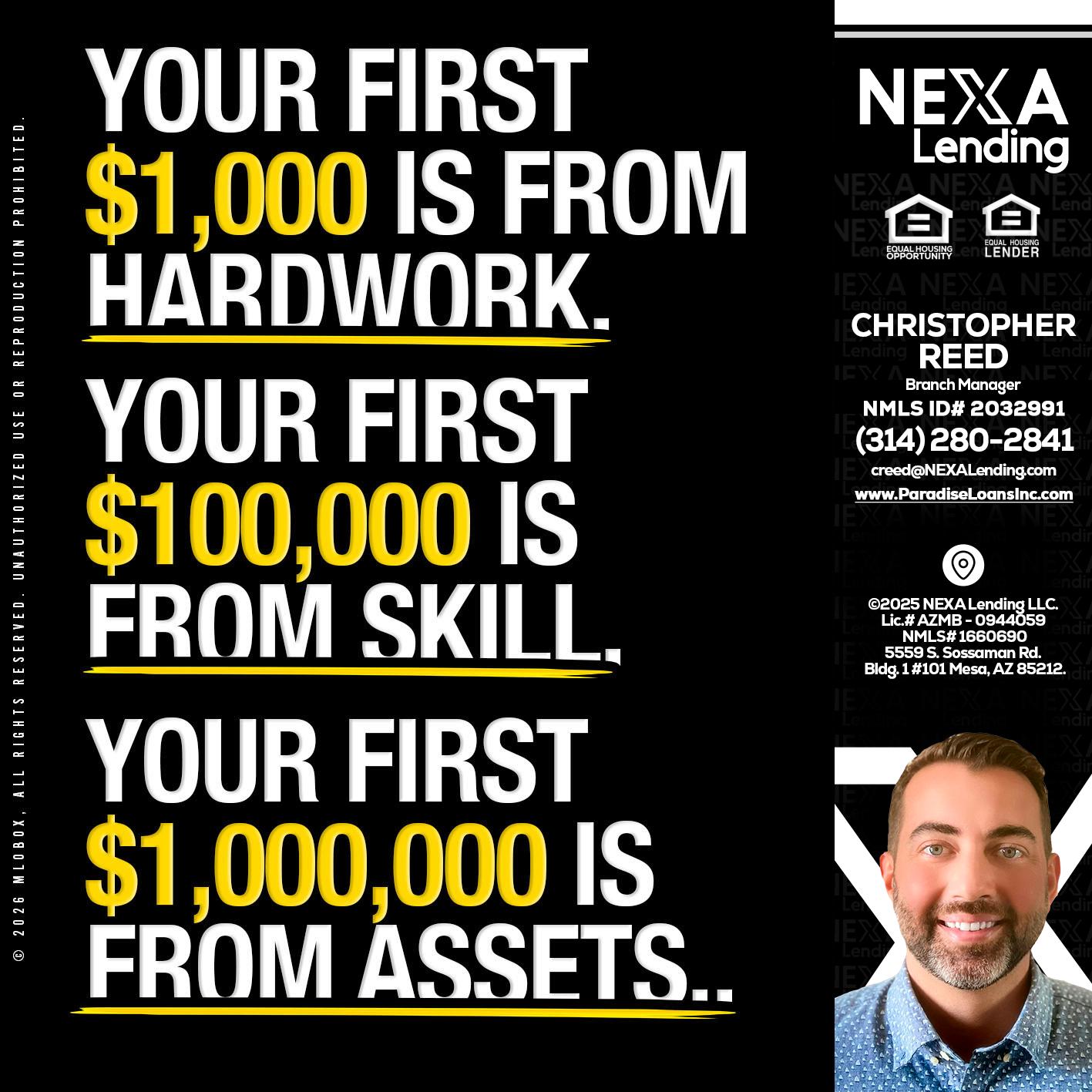 YOUR FIRST $1000 - Christopher Reed -Branch Manager
