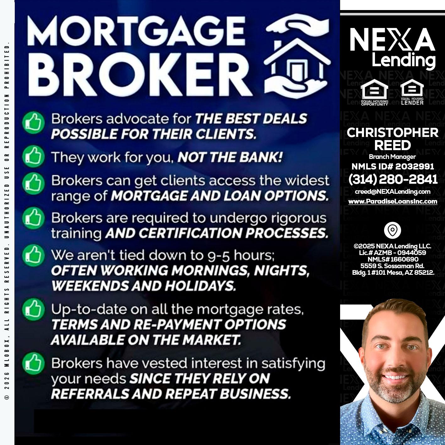 MORTGAGE BROKER - Christopher Reed -Branch Manager