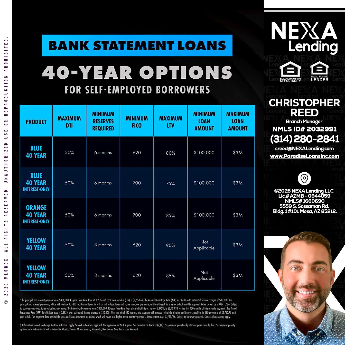 40 YR. OPTIONS - Christopher Reed -Branch Manager