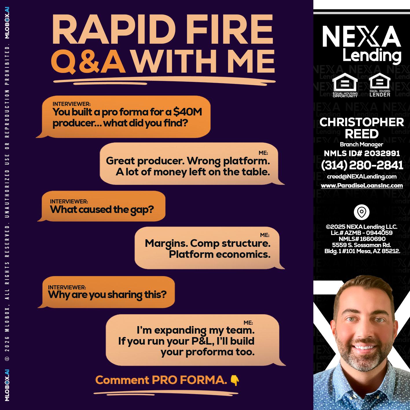 RAPID FIRE - Christopher Reed -Branch Manager
