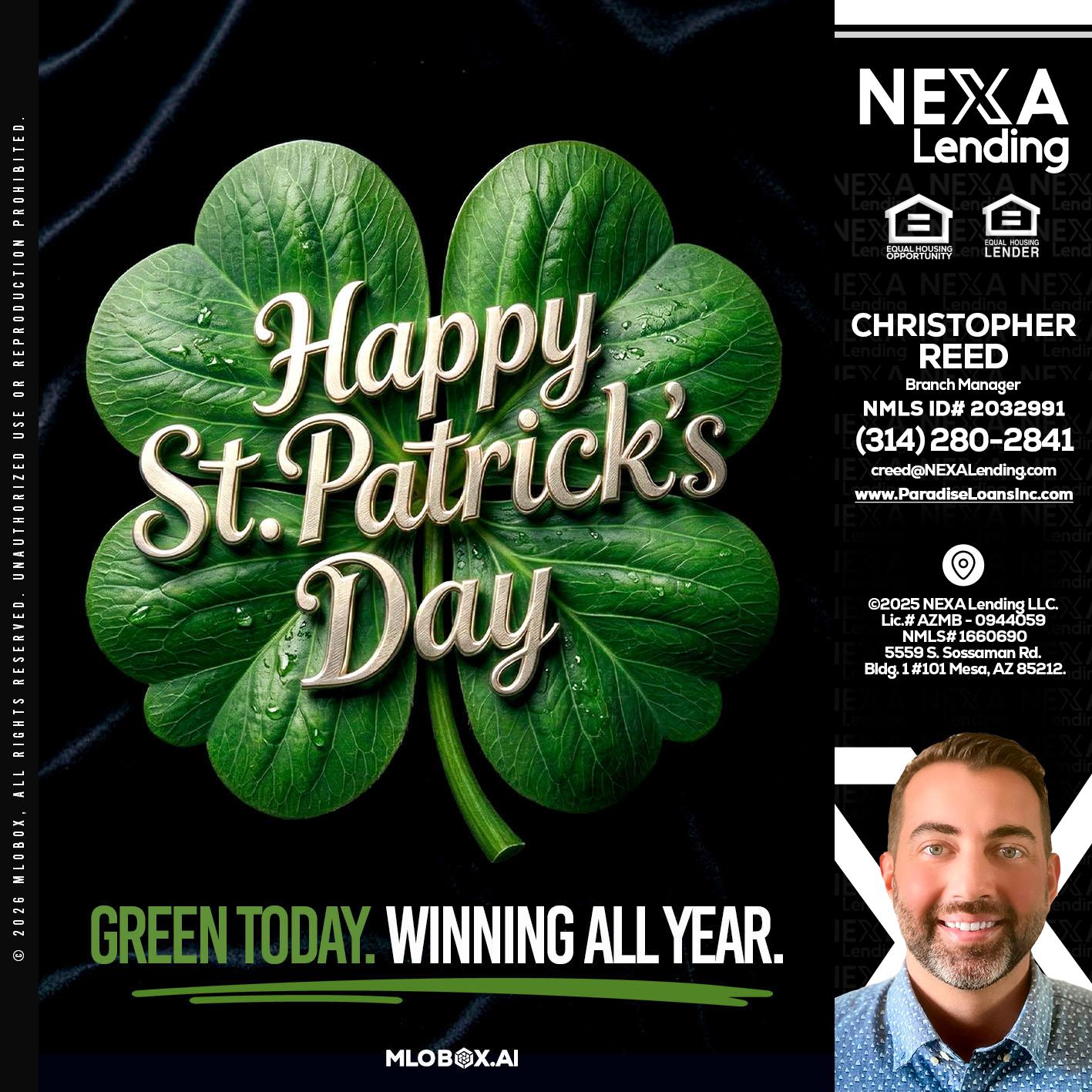 happy st. Patricks day - Christopher Reed -Branch Manager