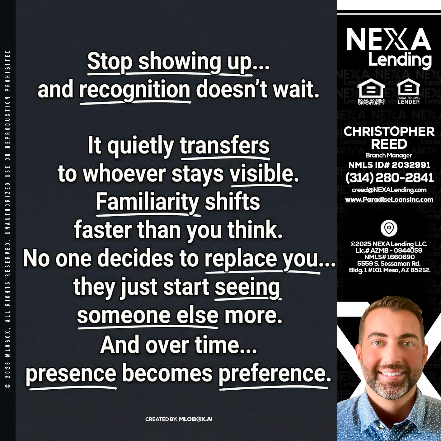 STOP SHOWING - Christopher Reed -Branch Manager