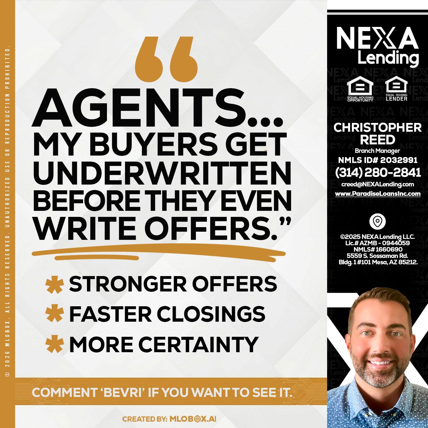 agents - Christopher Reed -Branch Manager