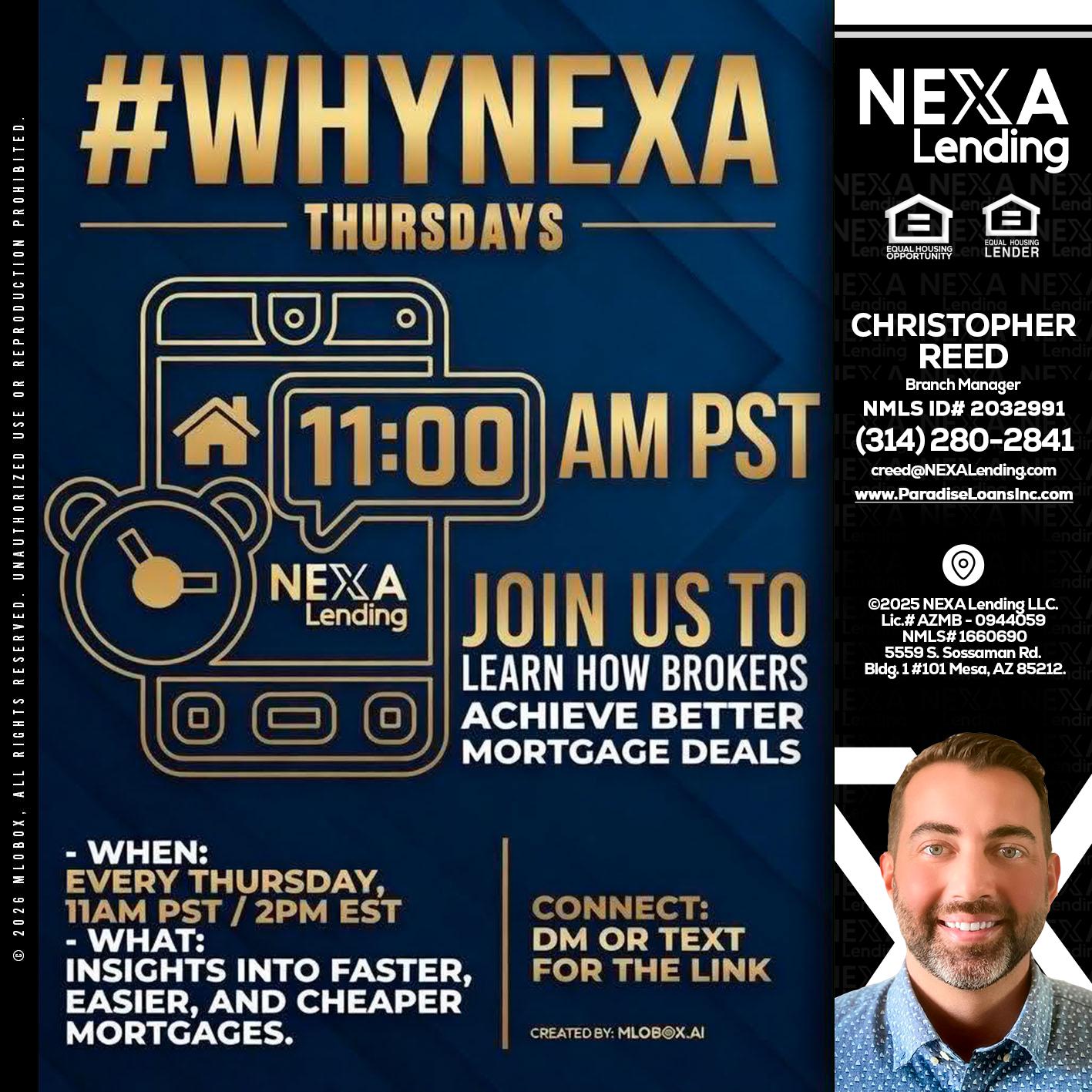 WHY NEXA THURDAYS - Christopher Reed -Branch Manager