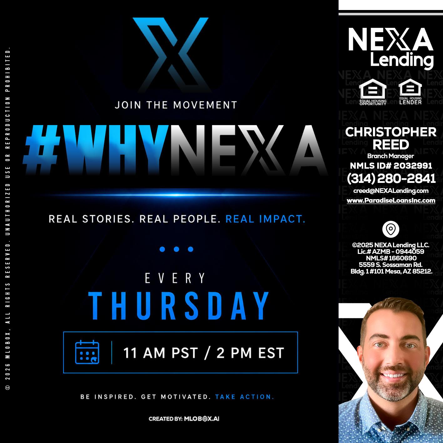 why NEXA - Christopher Reed -Branch Manager
