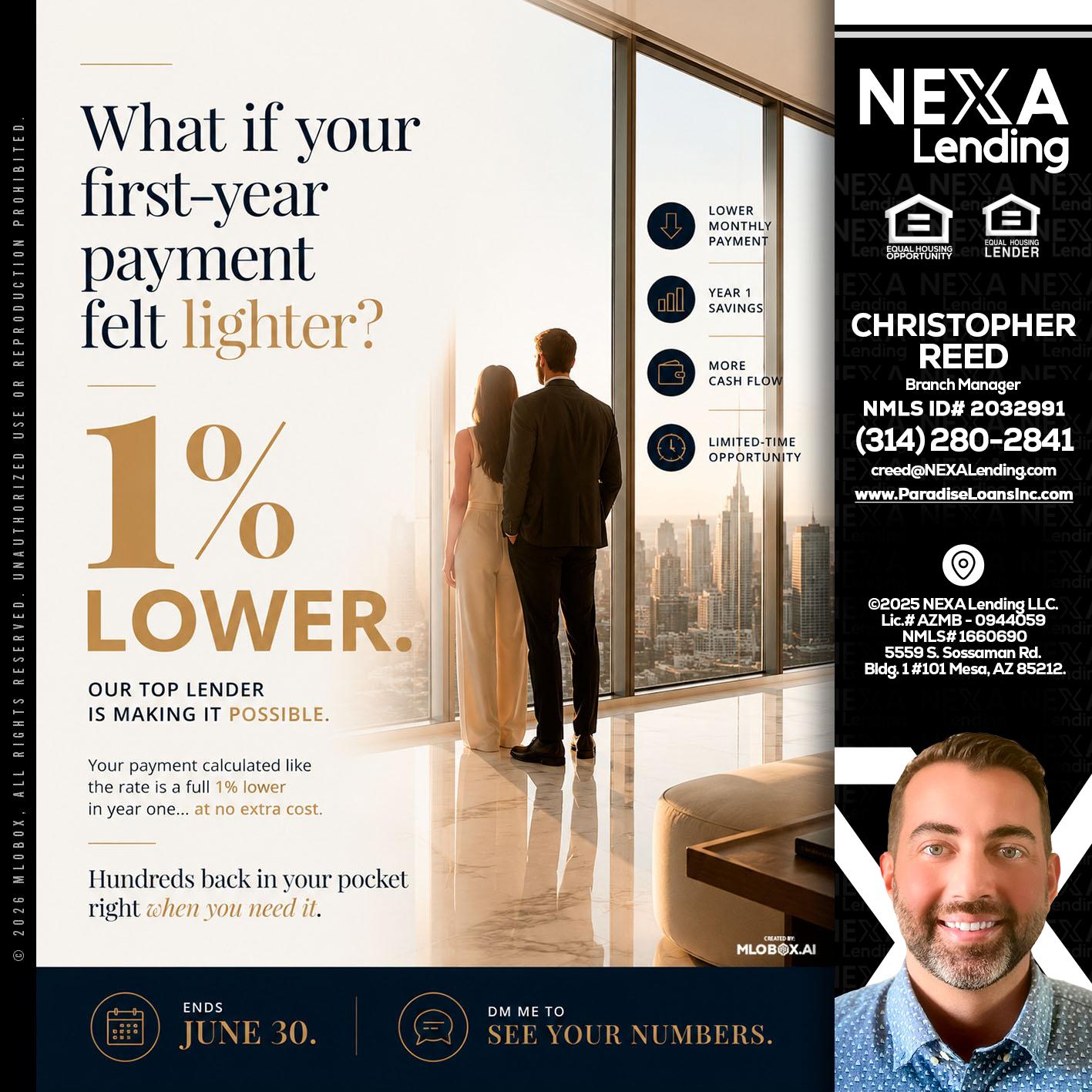 1% lower - Christopher Reed -Branch Manager