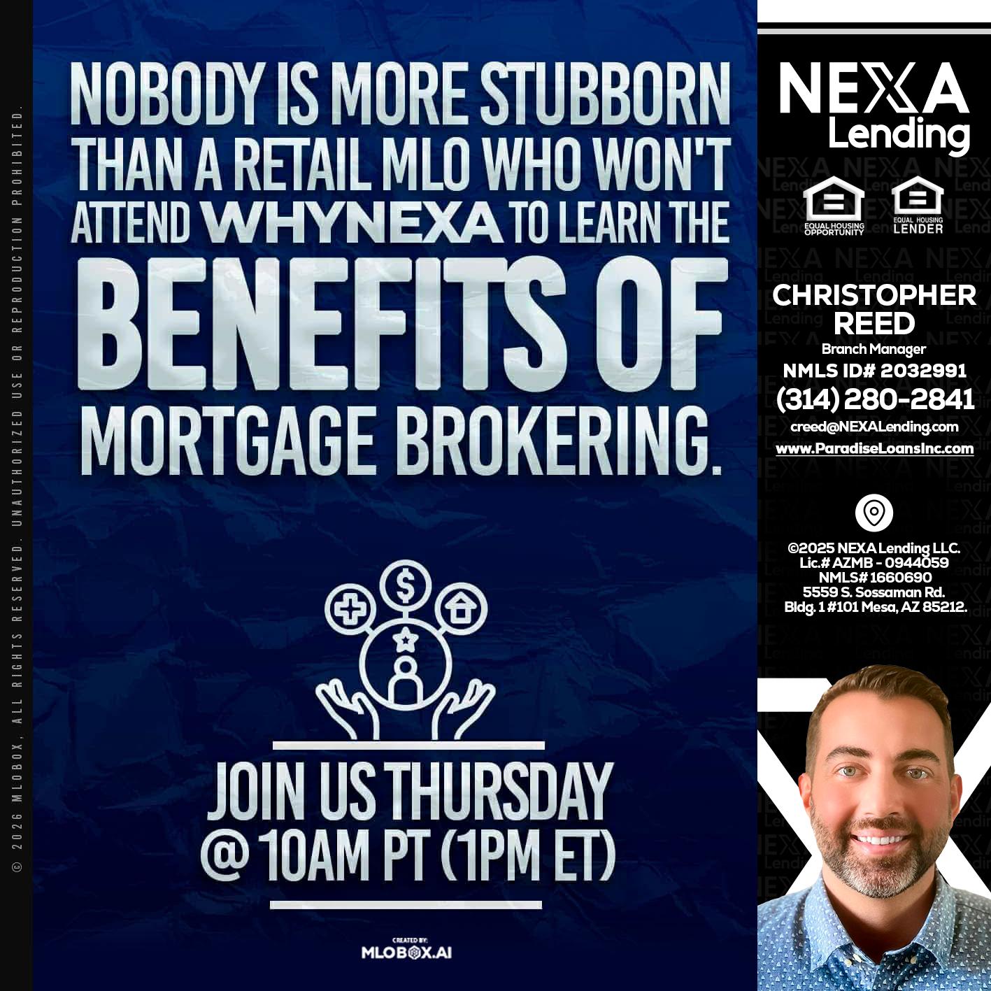 NOBODY IS MORE - Christopher Reed -Branch Manager