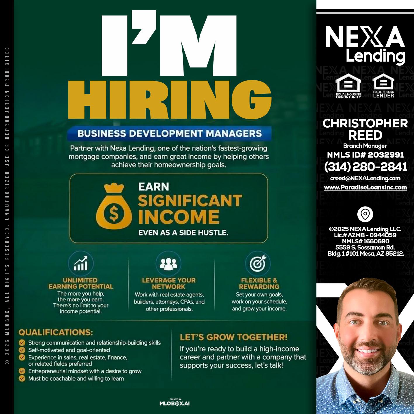IM HIRING - Christopher Reed -Branch Manager