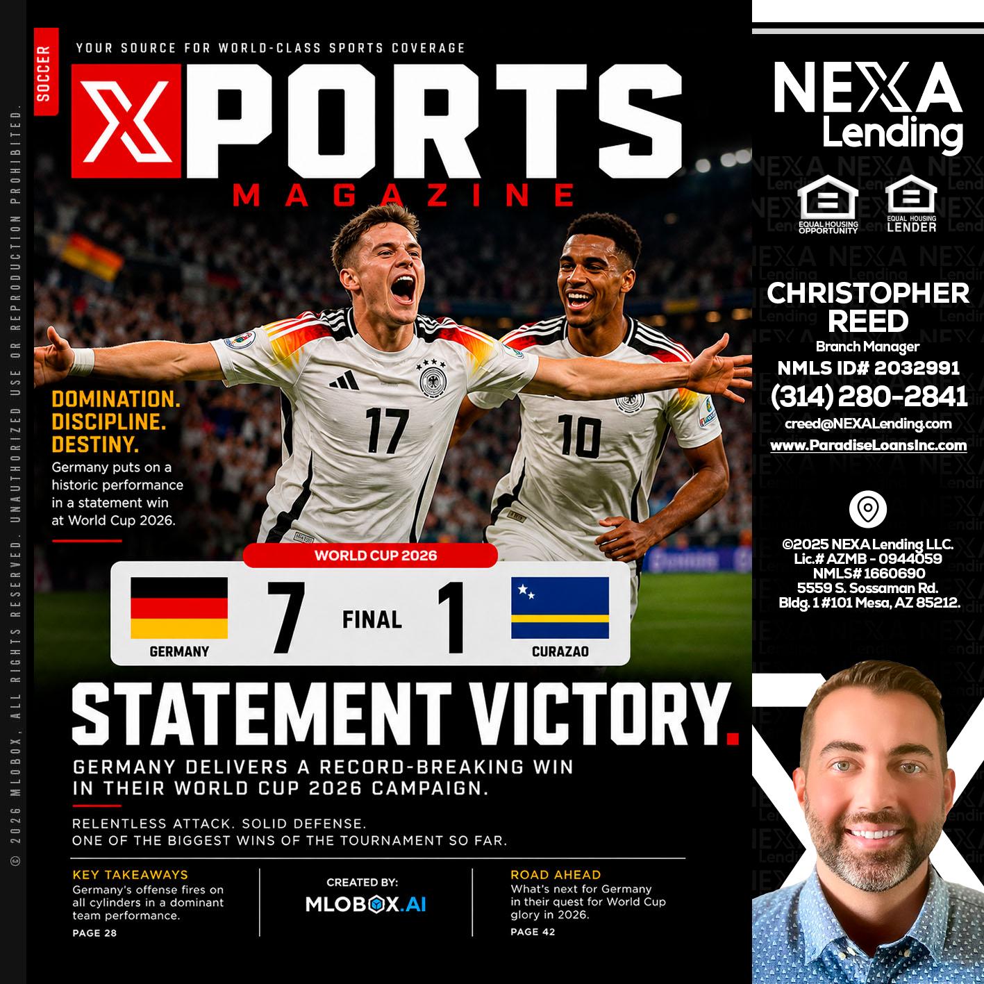 GERMANY VS CURASSAO (7-1) - Christopher Reed -Branch Manager